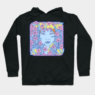 Pink Blossom Abundance with Blue Girl Hoodie